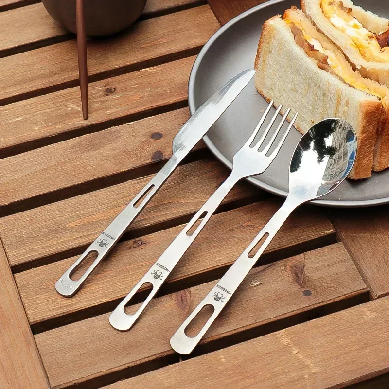 Commercial Kitchen Knife Set - HWZBBEN-Titanium Tableware Set, garfo, colher, faca,
