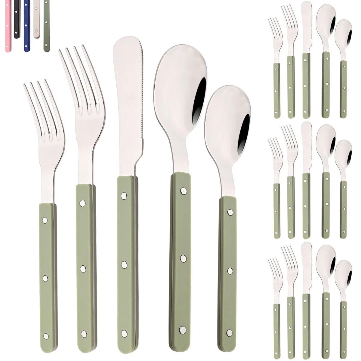 Commercial Kitchen Knife Set - Conjunto de talheres com cabo acrílico,