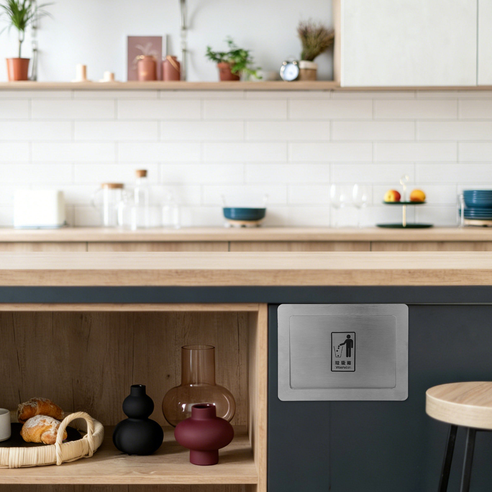 Commercial Kitchen Wall Covering - Tampa de Ralo de Lixo Embutida