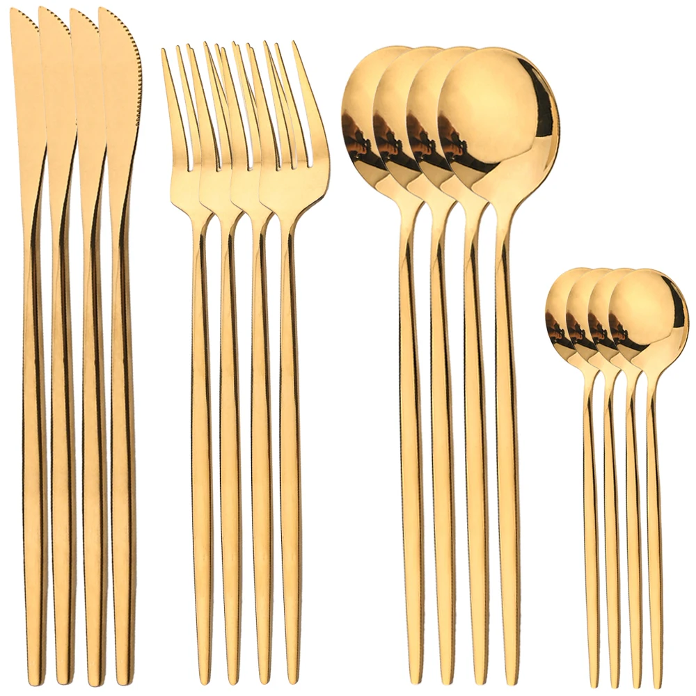 Commercial Kitchen Knife Set - 16 pçs ouro louça conjunto de