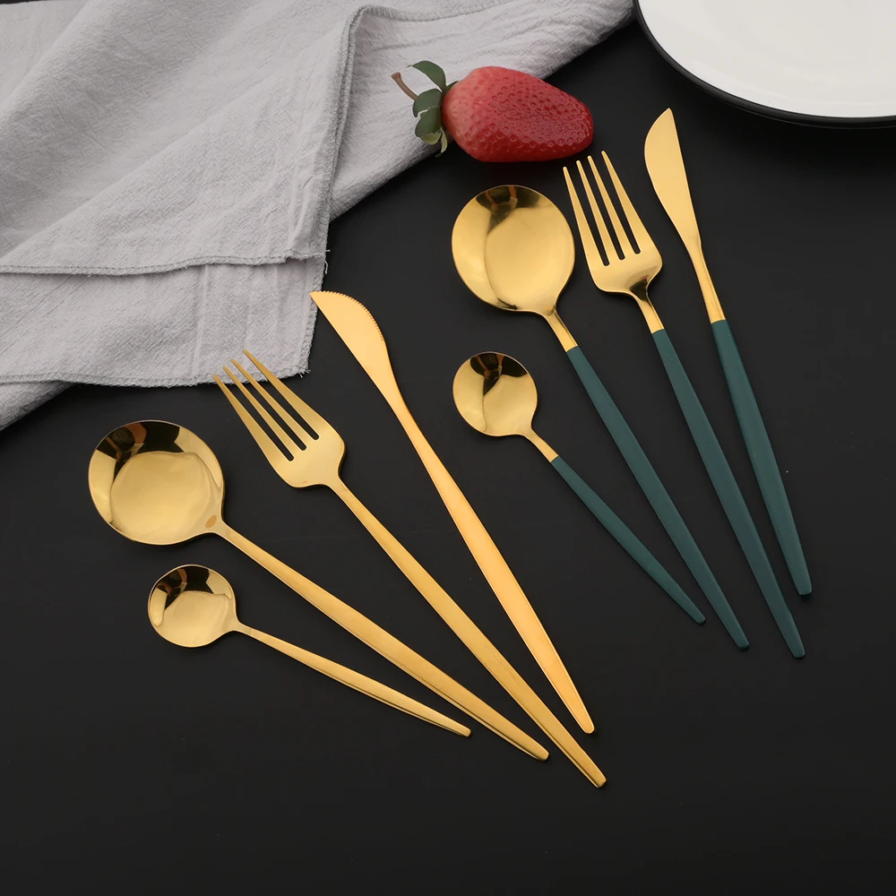 16 pçs verde ouro louça conjun - Commercial Kitchen Knife Set avaliação e preço